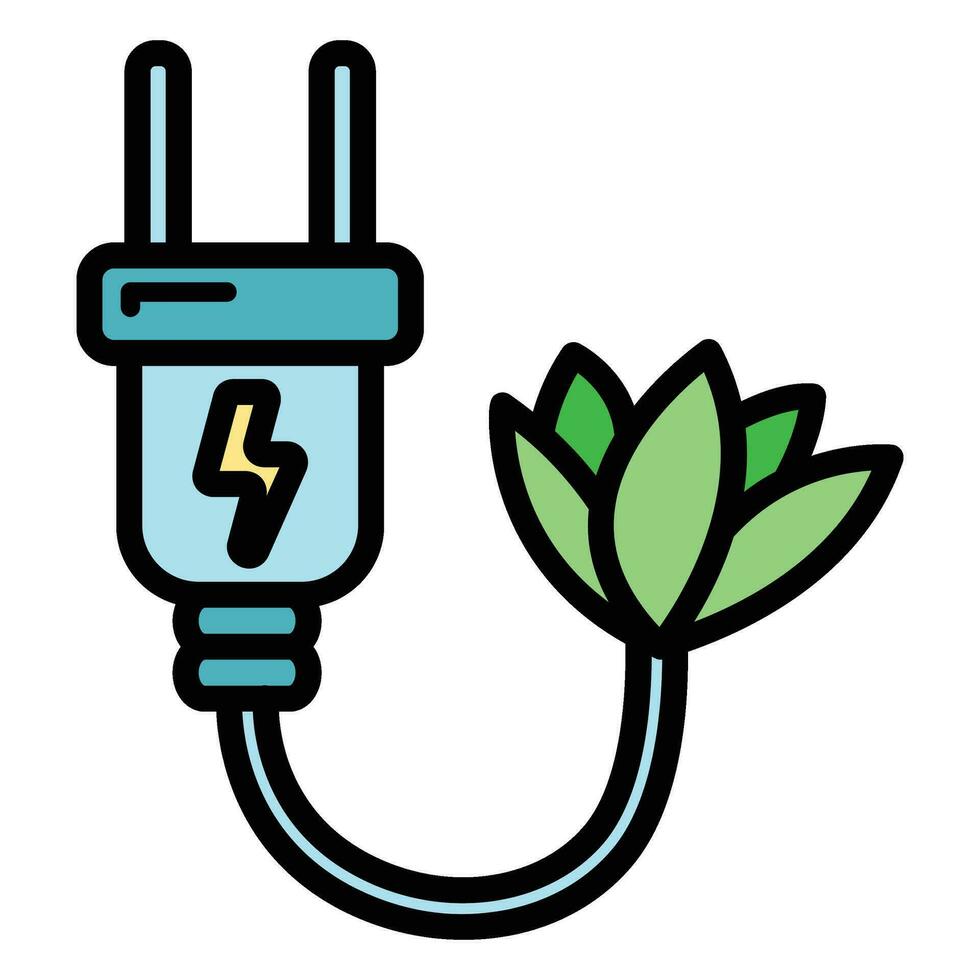 Eco friendly alternative energy source and waste recycling icon, concept green eco earth cartoon simple flat vector illustration, isolated on white.