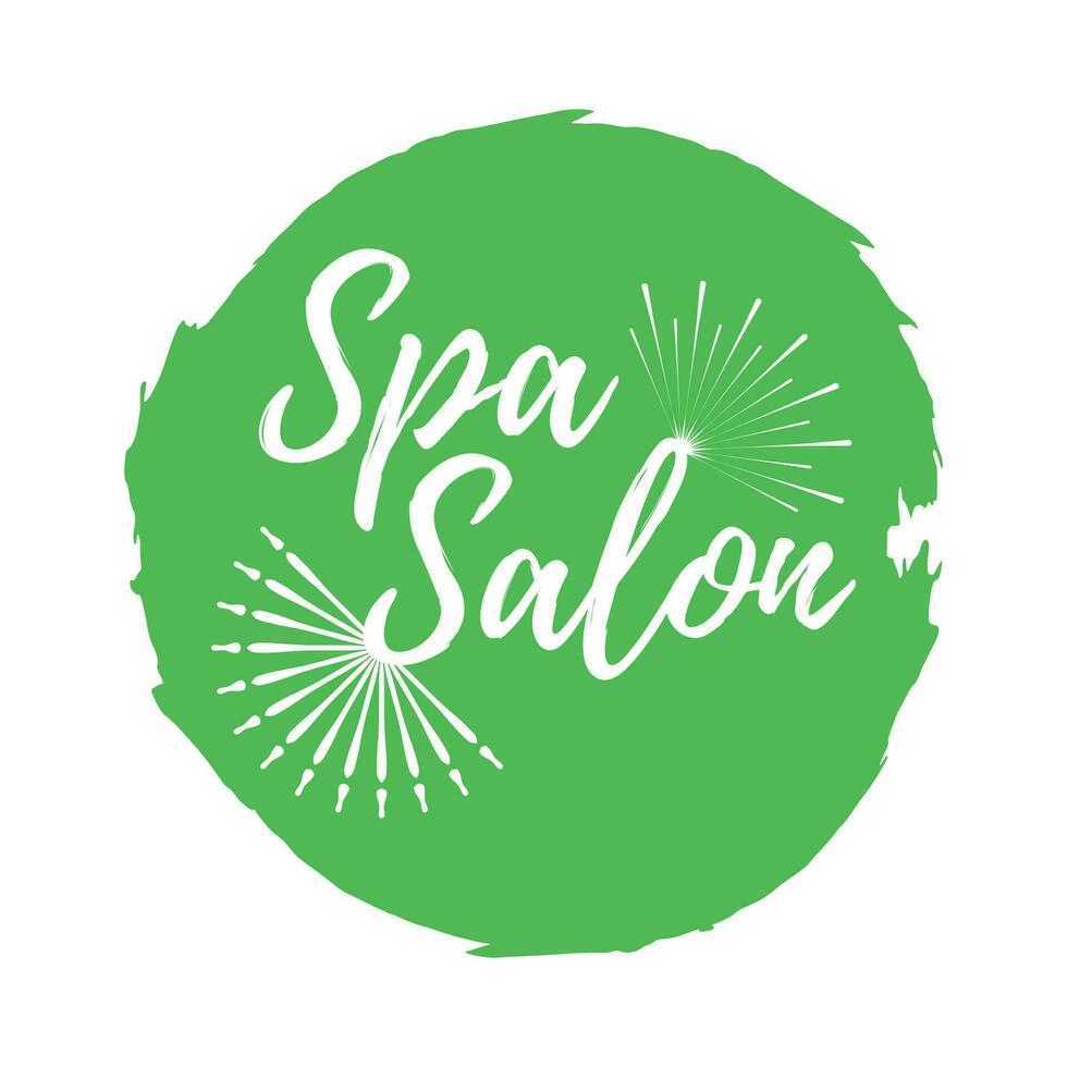 Spa Salon label. Eco style and Wellness Life. Healthy Lifestyle badges. Vector illustration icon with Sunburst