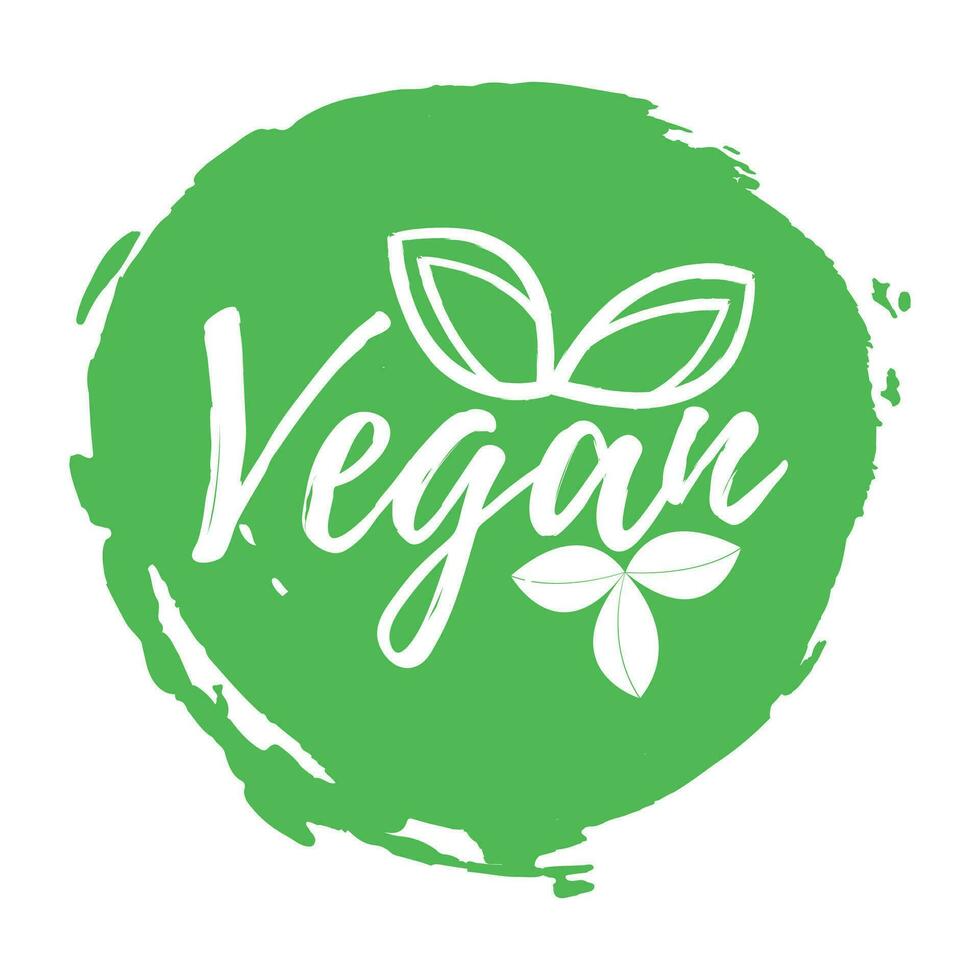 vegano etiqueta. sano y orgánico alimento. fuente con cepillar. comida intolerancia símbolos y insignias vector ilustración icono