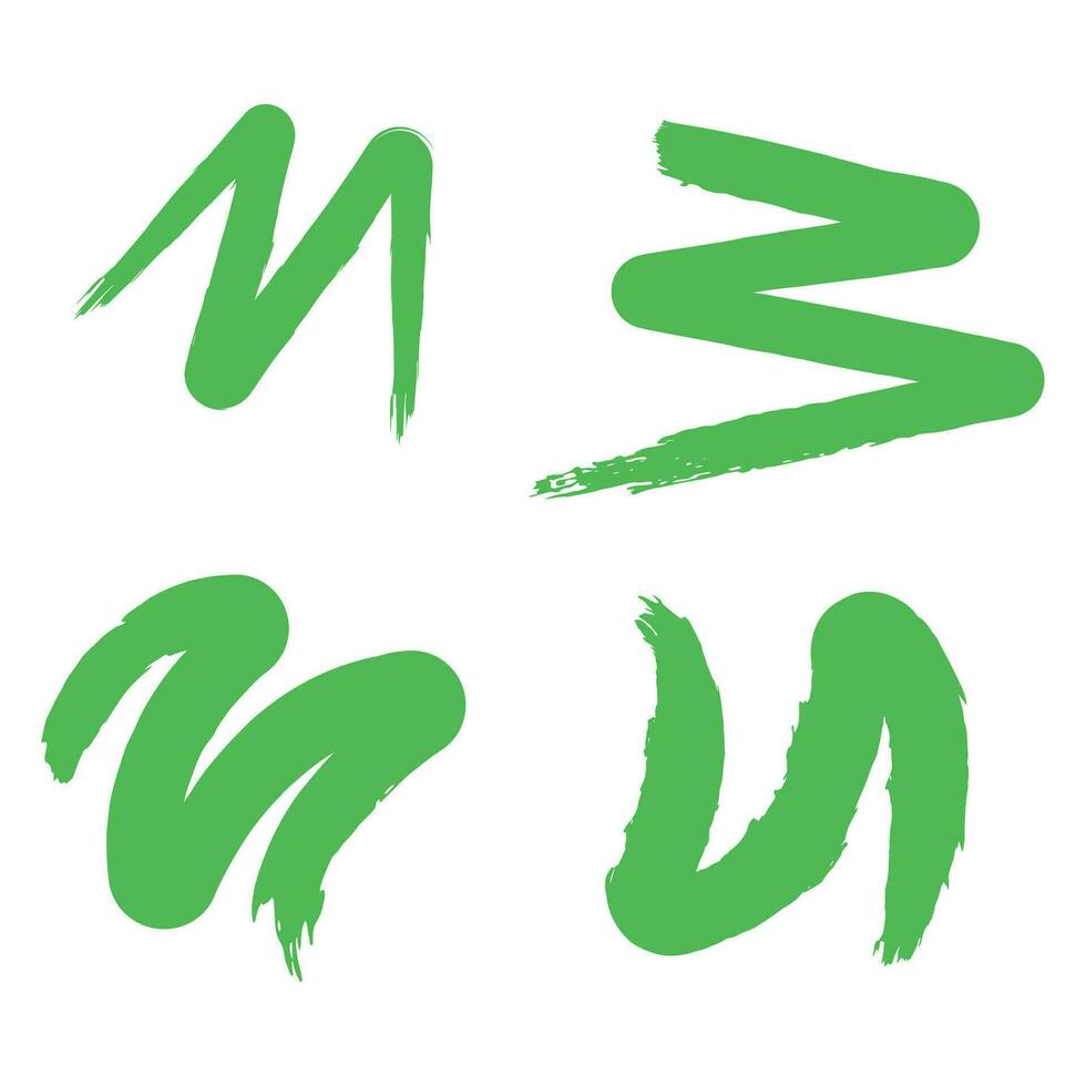 Set of Hand Painted Brush Strokes. Green Watercolor Brush Label and Icon. Vector illustratio