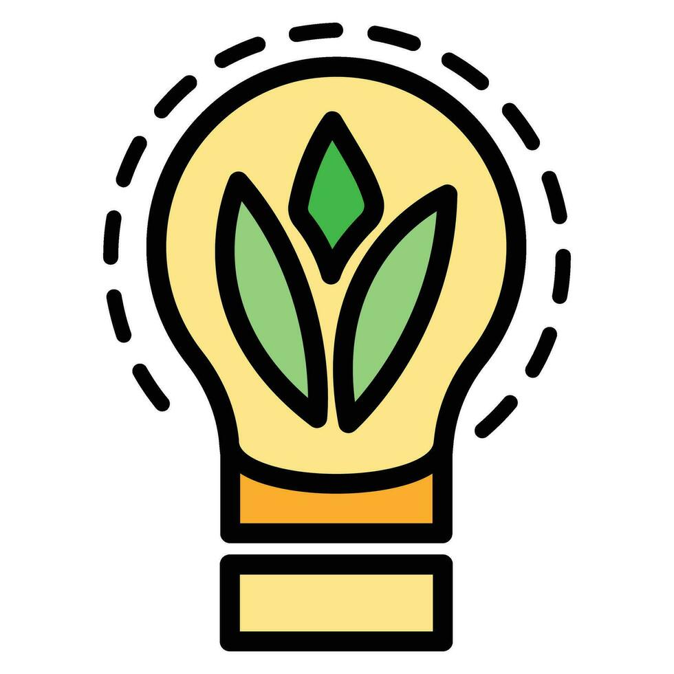 Eco friendly alternative energy source and waste recycling icon, concept green eco earth cartoon simple flat vector illustration, isolated on white.