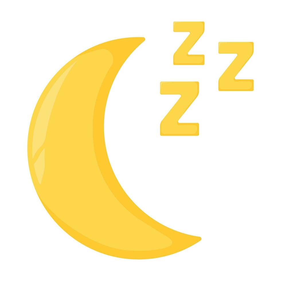 Concept moon with z label symbol, good night moonlight flat vector illustration, isolated on white