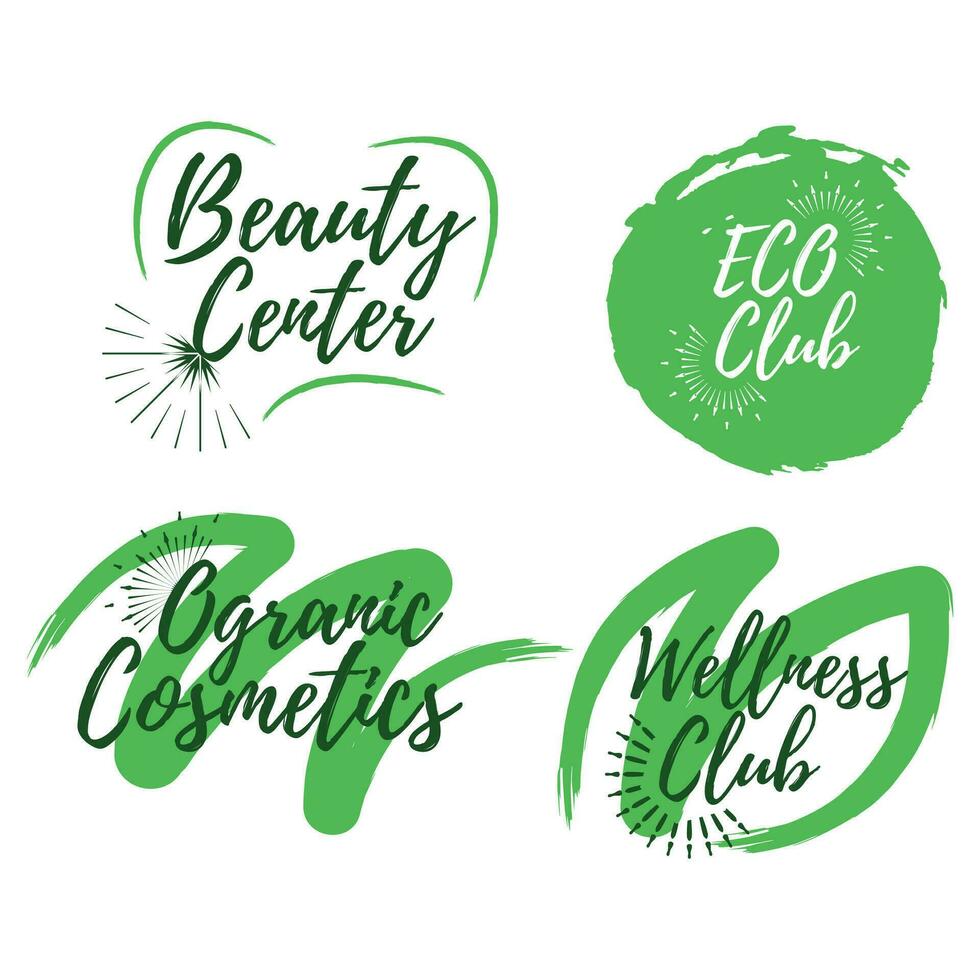 Set of Spa center and Sport salon label. Healthy Lifestyle badges. Vector illustration icon with Sunburst