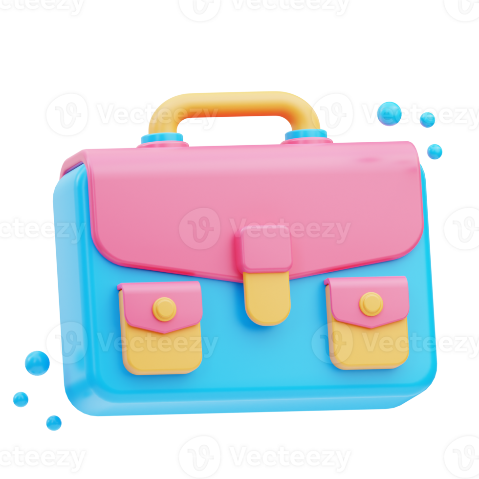 Learning Suitcase School 3D Illustration 26226954 PNG