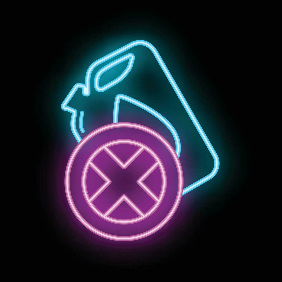 Stop use barrel oil industry, world oil pollution by petroleum concept icon, green eco earth glow neon flat vector illustration, isolated on white.