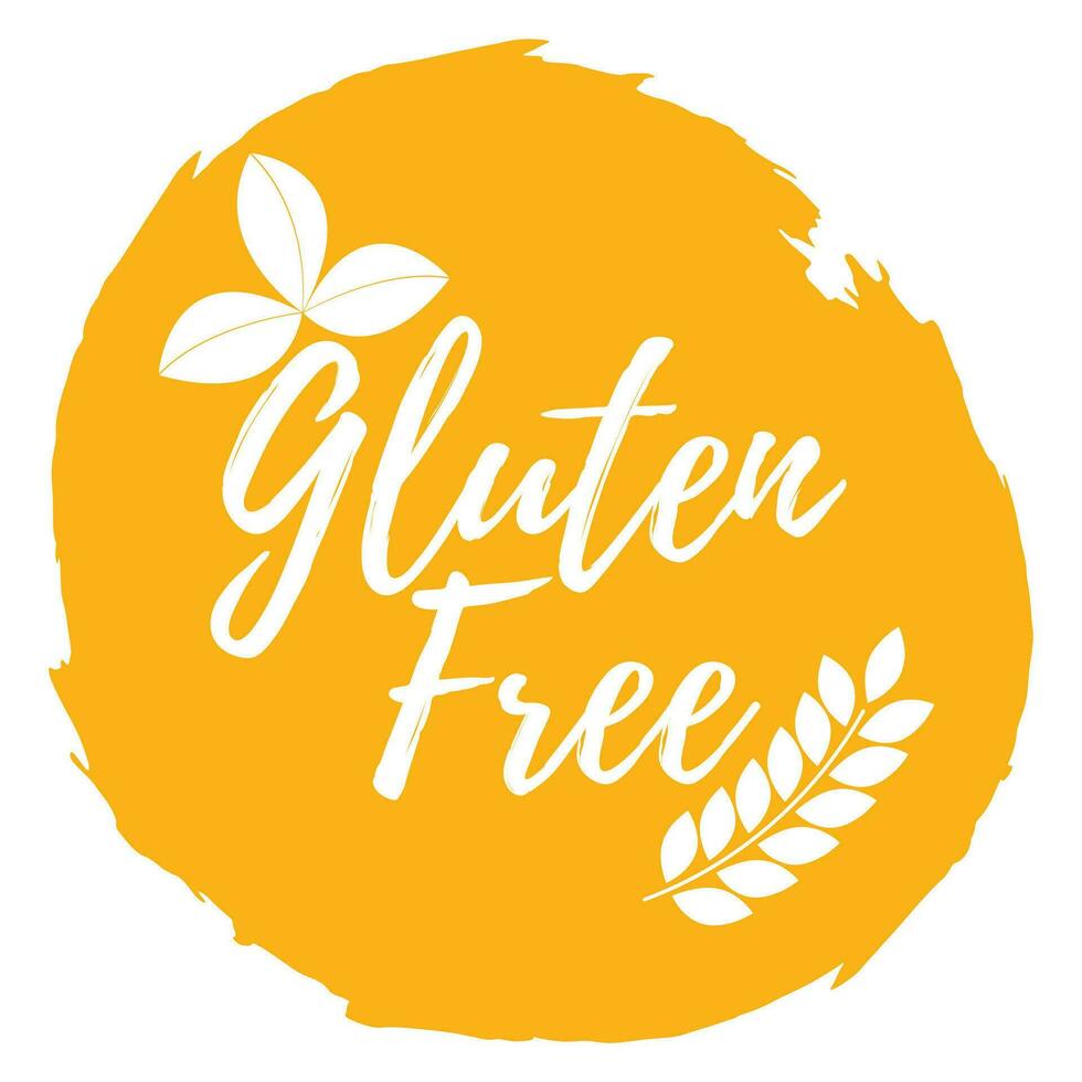 gluten gratis etiqueta. sano y orgánico alimento. fuente con cepillar. comida intolerancia símbolos y insignias vector ilustración icono