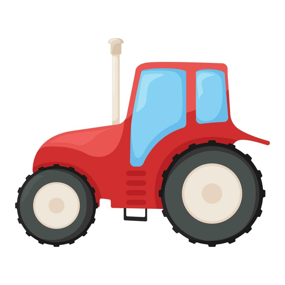 Concept agriculture tractor harvest crop grain icon, modern farm agrimotor technique cartoon vector illustration, isolated on white.