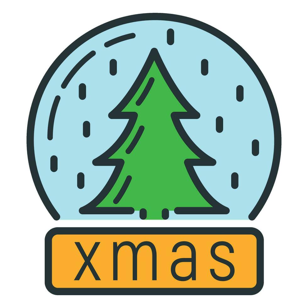 concepto contento nuevo año, alegre Navidad árbol juguete icono, dibujos animados Navidad etiqueta fiesta invierno hora plano vector ilustración, aislado en blanco.