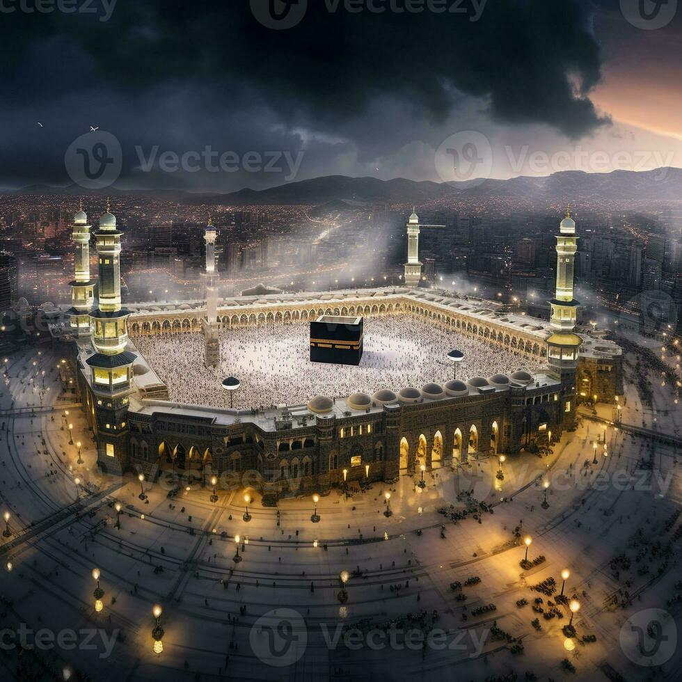 Kaaba the holiest site of Islam. Generative AI photo