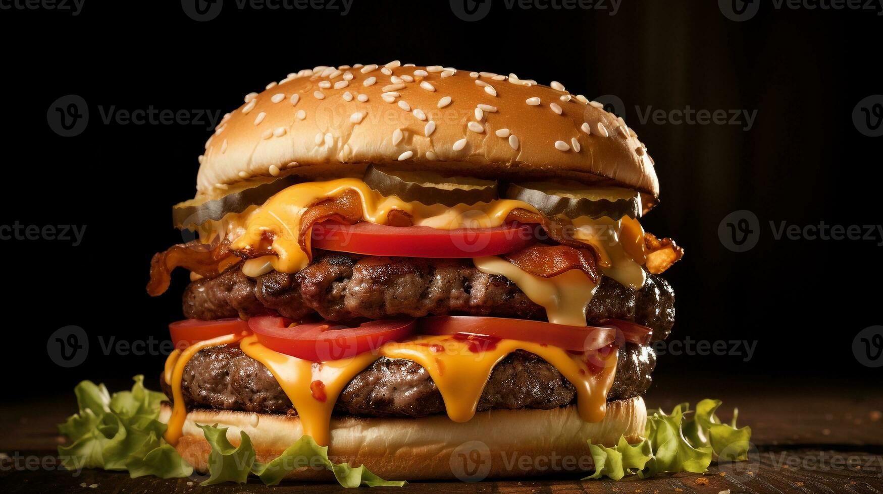 Classic cheeseburger, generated by artificial intelligence. photo