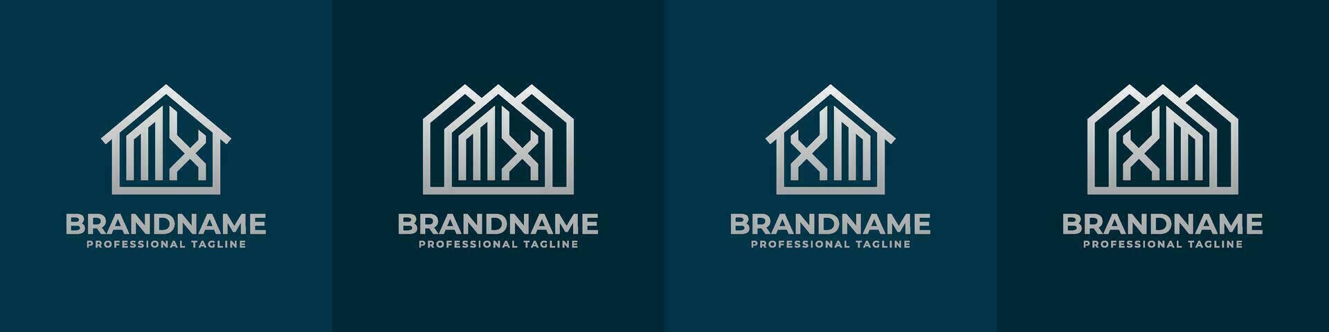 Letter MX and XM Home Logo Set. Suitable for any business related to house, real estate, construction, interior with MX or XM initials. vector