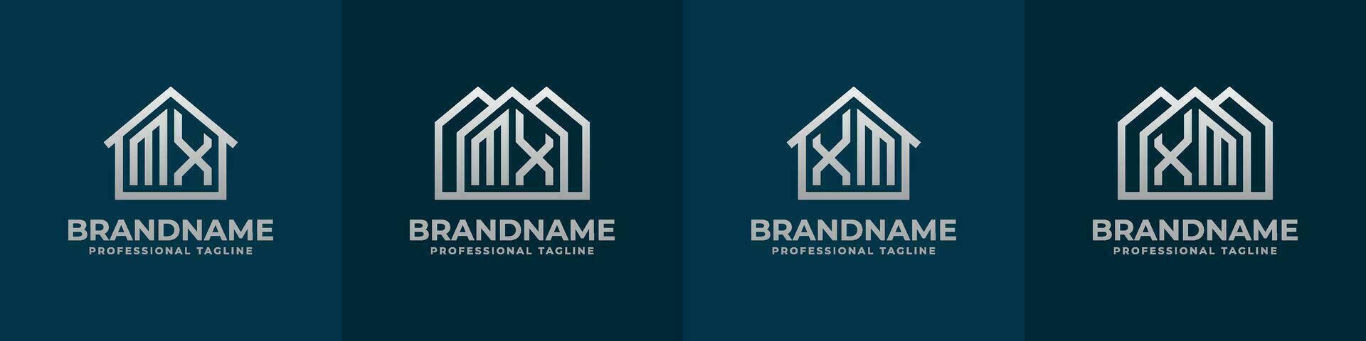 Letter MX and XM Home Logo Set. Suitable for any business related to house, real estate, construction, interior with MX or XM initials. vector