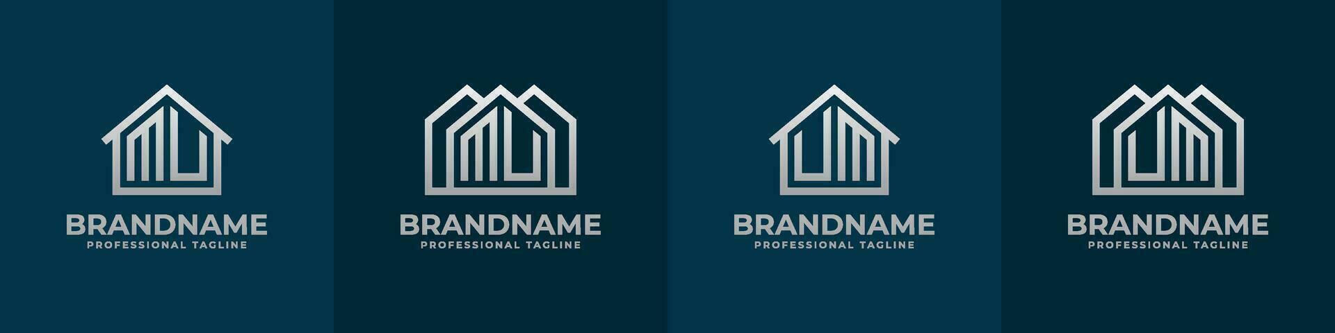 Letter MU and UM Home Logo Set. Suitable for any business related to house, real estate, construction, interior with MU or UM initials. vector