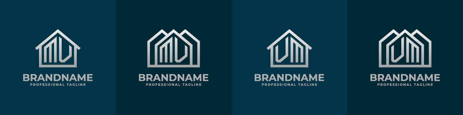 Letter MV and VM Home Logo Set. Suitable for any business related to house, real estate, construction, interior with MV or VM initials. vector