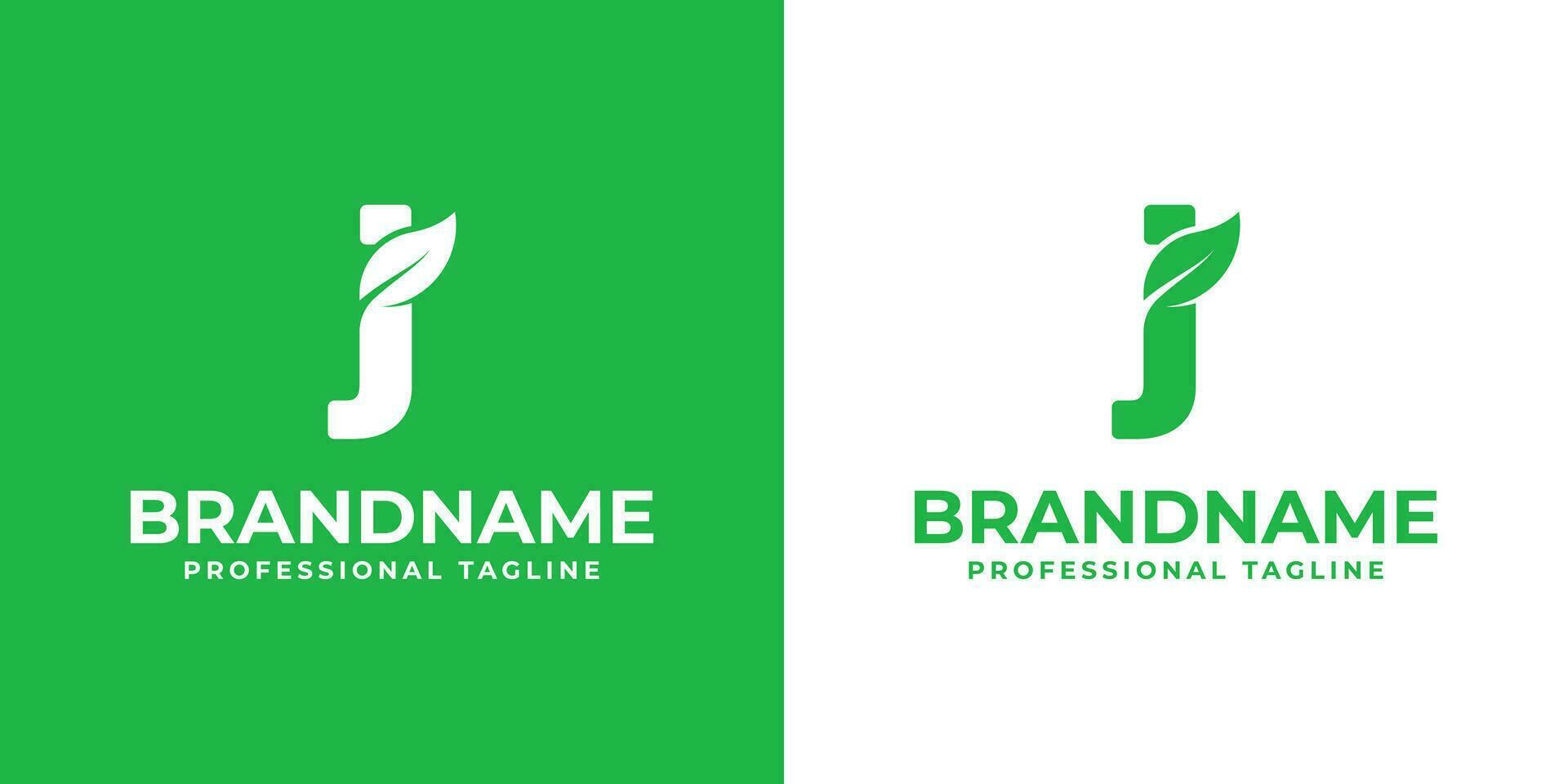 Letter J Leaf Logo, suitable for business related to leaf, nature, plant, ecology, or environment with J initial. vector
