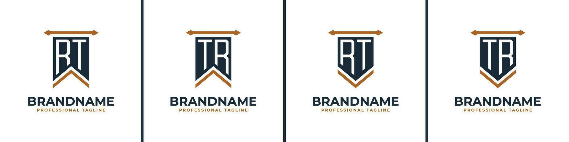 Letter RT and TR Pennant Flag Logo Set, Represent Victory. Suitable for any business with RT or TR initials. vector