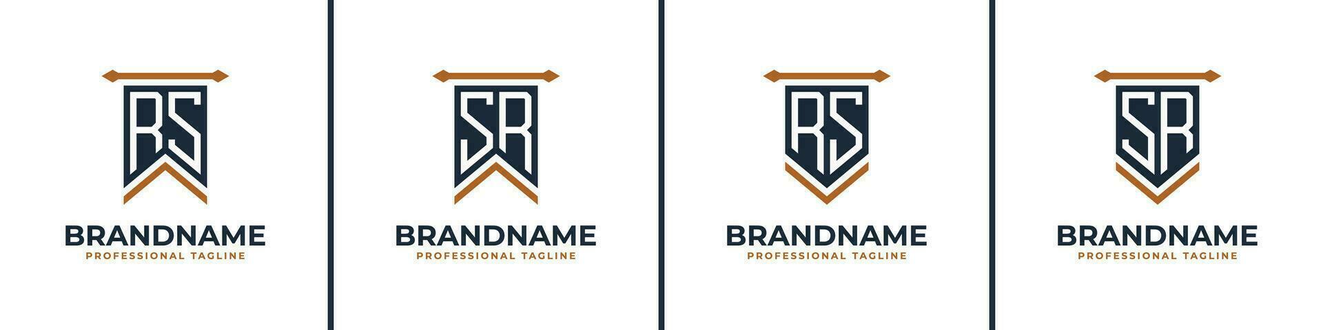 Letter RS and SR Pennant Flag Logo Set, Represent Victory. Suitable for any business with RS or SR initials. vector