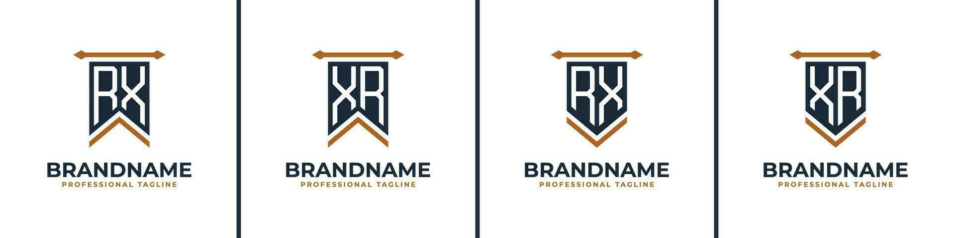 Letter RX and XR Pennant Flag Logo Set, Represent Victory. Suitable for any business with RX or XR initials. vector