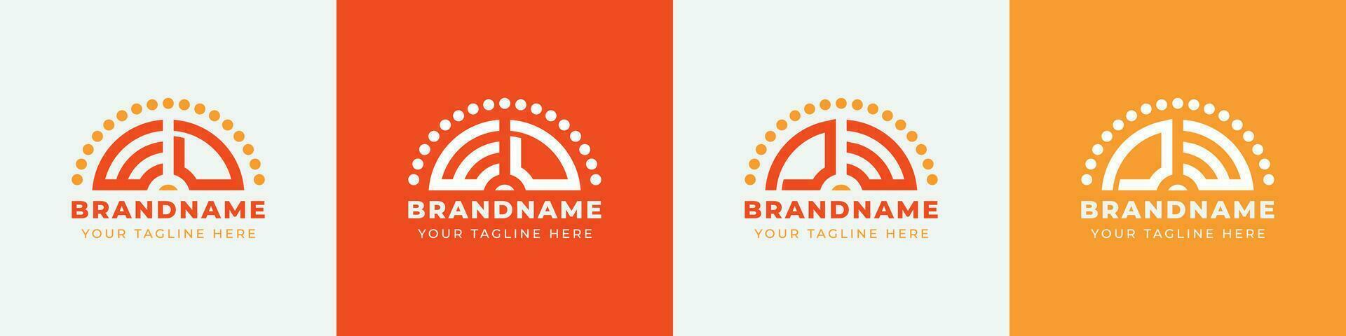 Letter DW and WD or DE and ED Sunrise  Logo Set, suitable for any business with DW, WD, DE, ED initials. vector