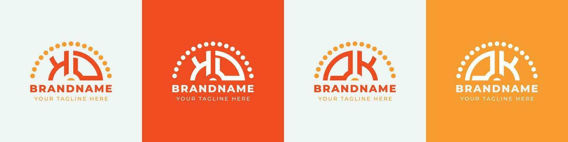 Letter DK and KD Sunrise  Logo Set, suitable for any business with DK or KD initials. vector