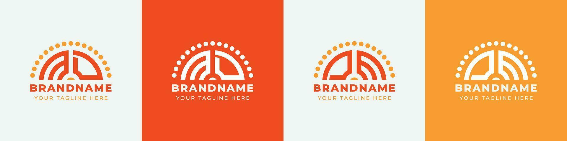 Letter DM and MD or DE and ED Sunrise  Logo Set, suitable for any business with DM, MD, DE, ED initials. vector