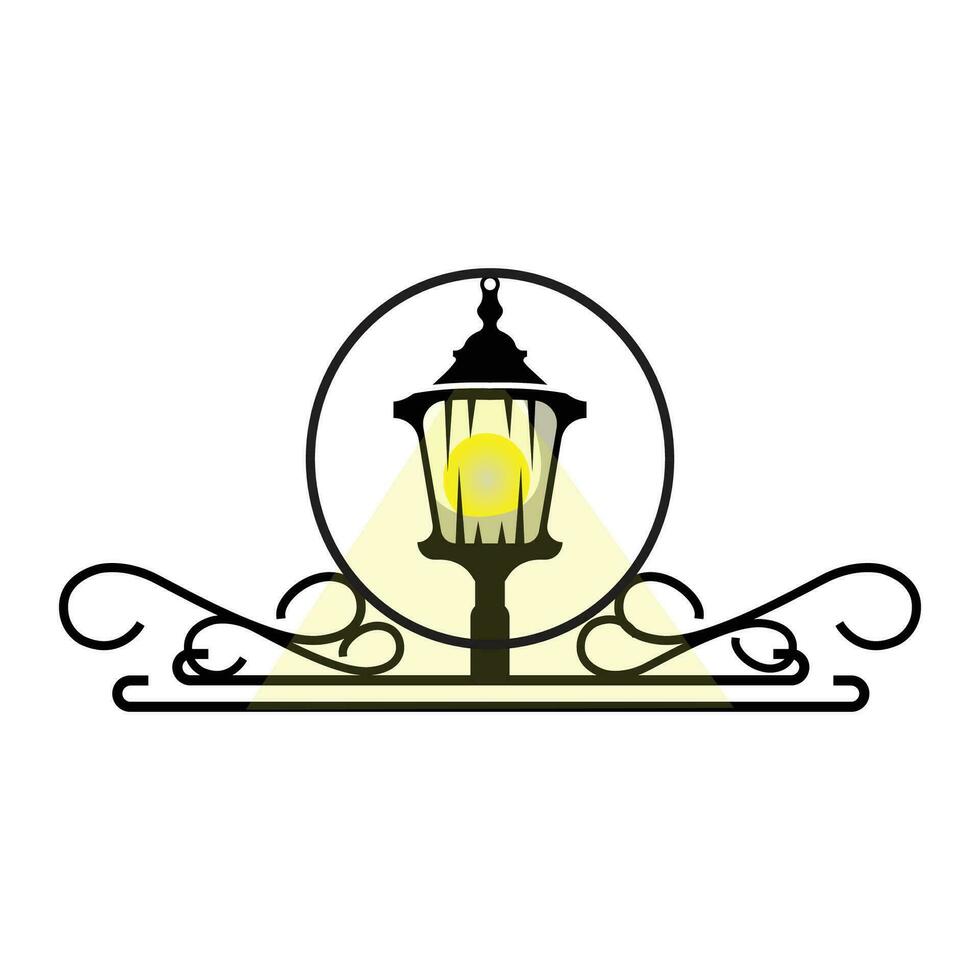 Lantern Lamp Logo Design, Life Lighting Vector, Lamp Logo Illustration, Product Brand, Retro Vintage vector