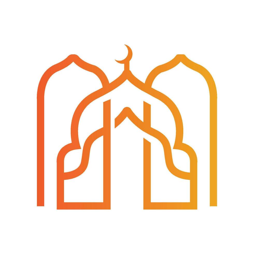 Mosque Logo, Islamic Worship Design, Eid Al Fitr Mosque Building Vector Icon Template, Ramadan, Eid Al Adha