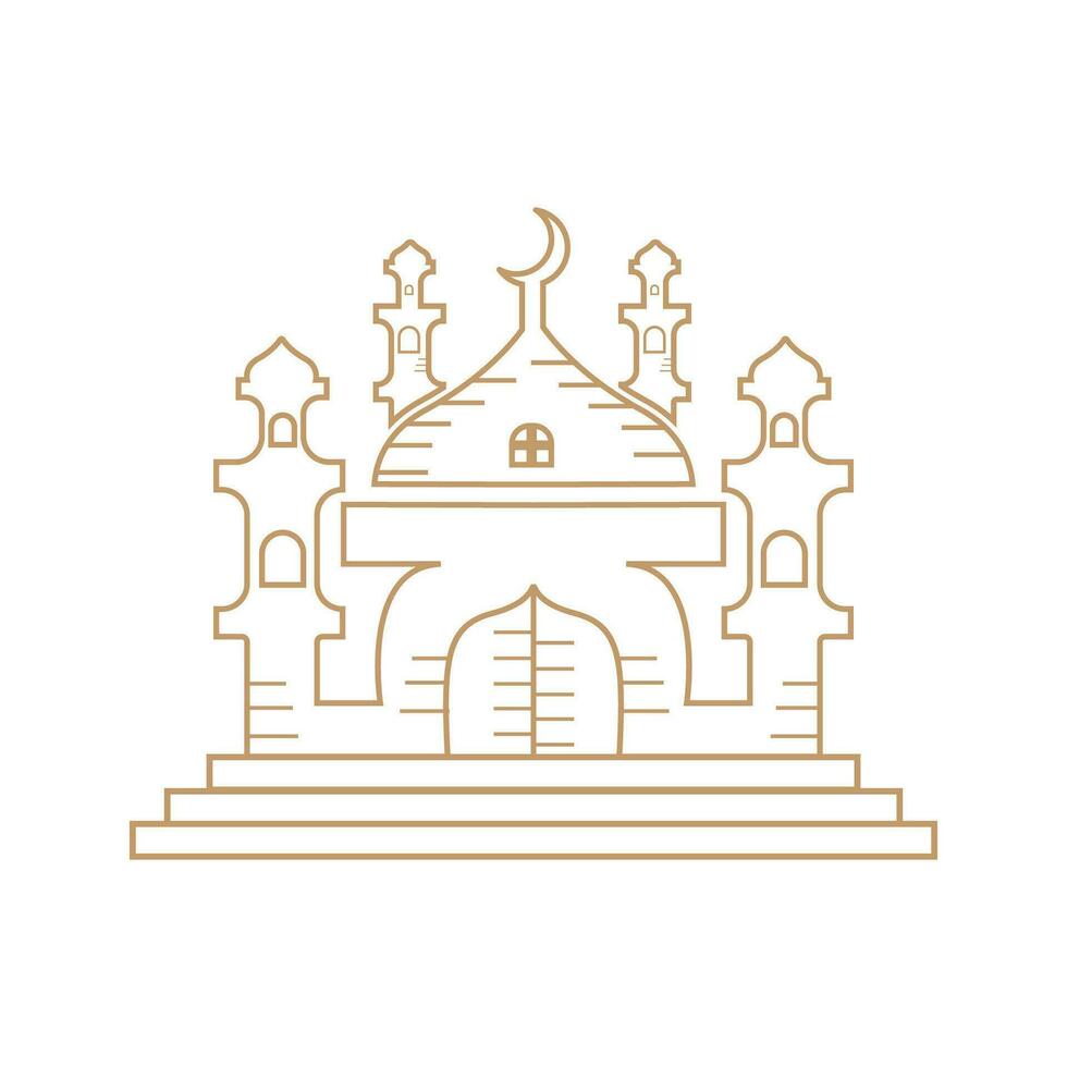 Mosque Logo, Islamic Worship Design, Eid Al Fitr Mosque Building Vector Icon Template, Ramadan, Eid Al Adha