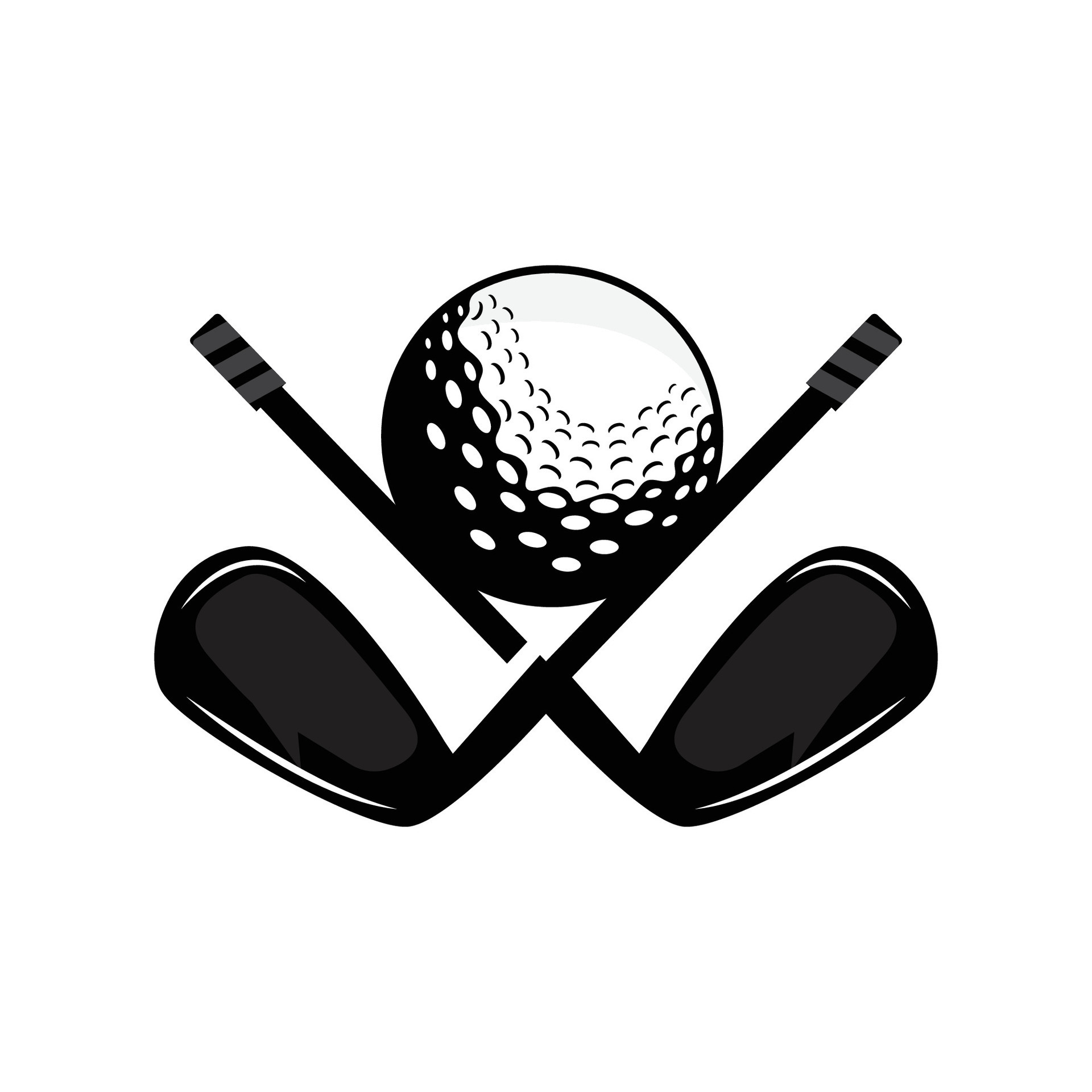 Golf Logo, Vector Golf Stick Ball And Golf Club, Outdoor Sports Game