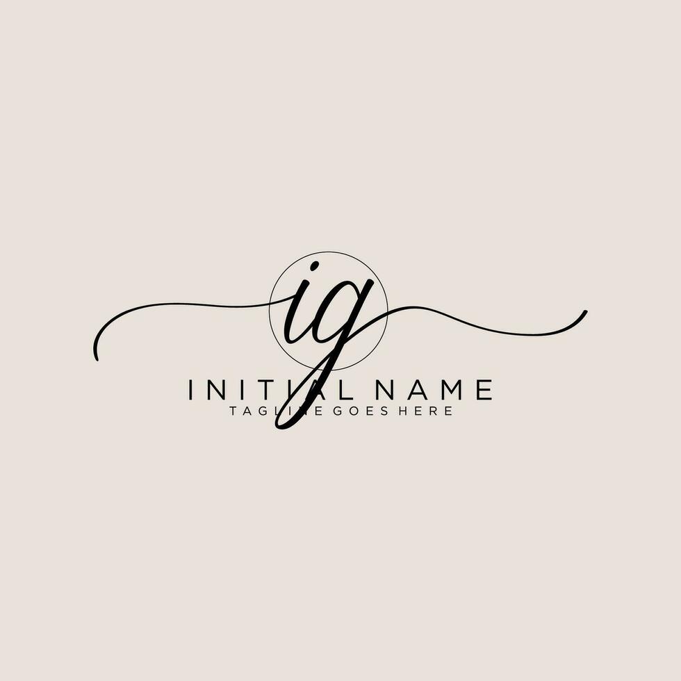 Initial IG feminine logo collections template. handwriting logo of initial signature, wedding, fashion, jewerly, boutique, floral and botanical with creative template for any company or business. vector