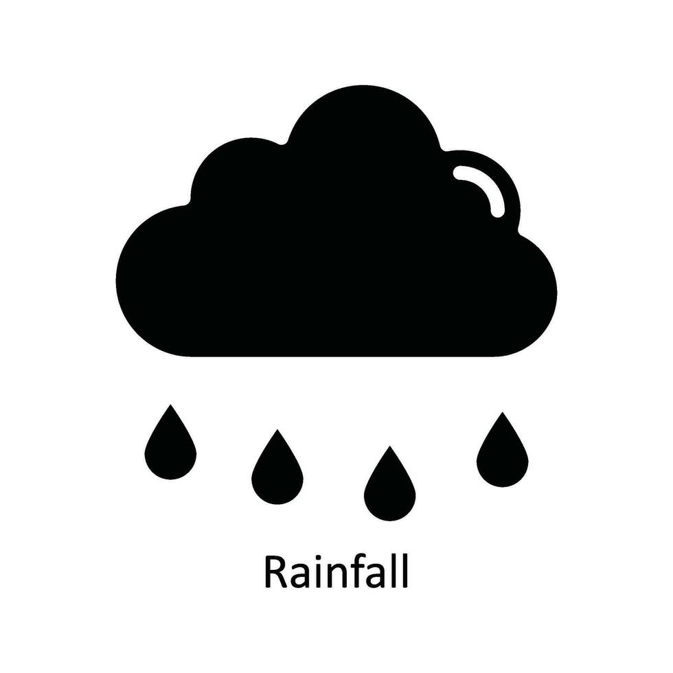 Rainfall  Vector Solid Icon Design illustration. Nature and ecology Symbol on White background EPS 10 File