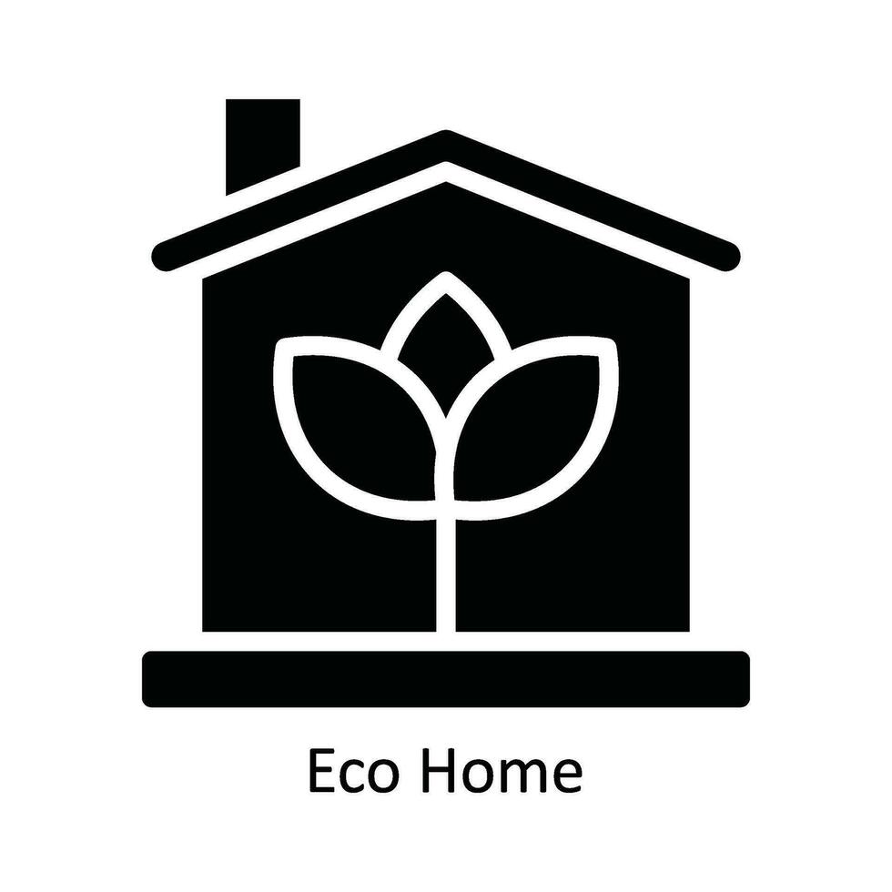 eco hogar vector sólido icono diseño ilustración. naturaleza y ecología símbolo en blanco antecedentes eps 10 archivo