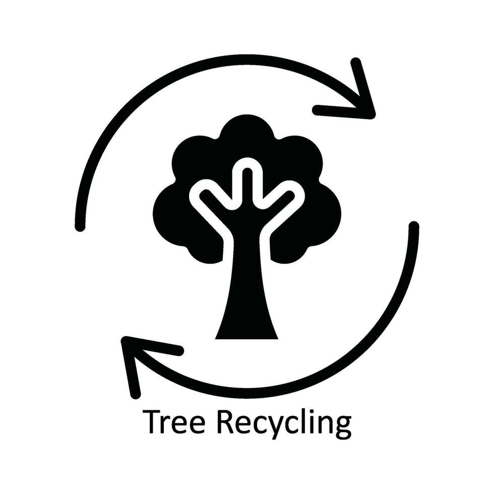 árbol reciclaje vector sólido icono diseño ilustración. naturaleza y ecología símbolo en blanco antecedentes eps 10 archivo