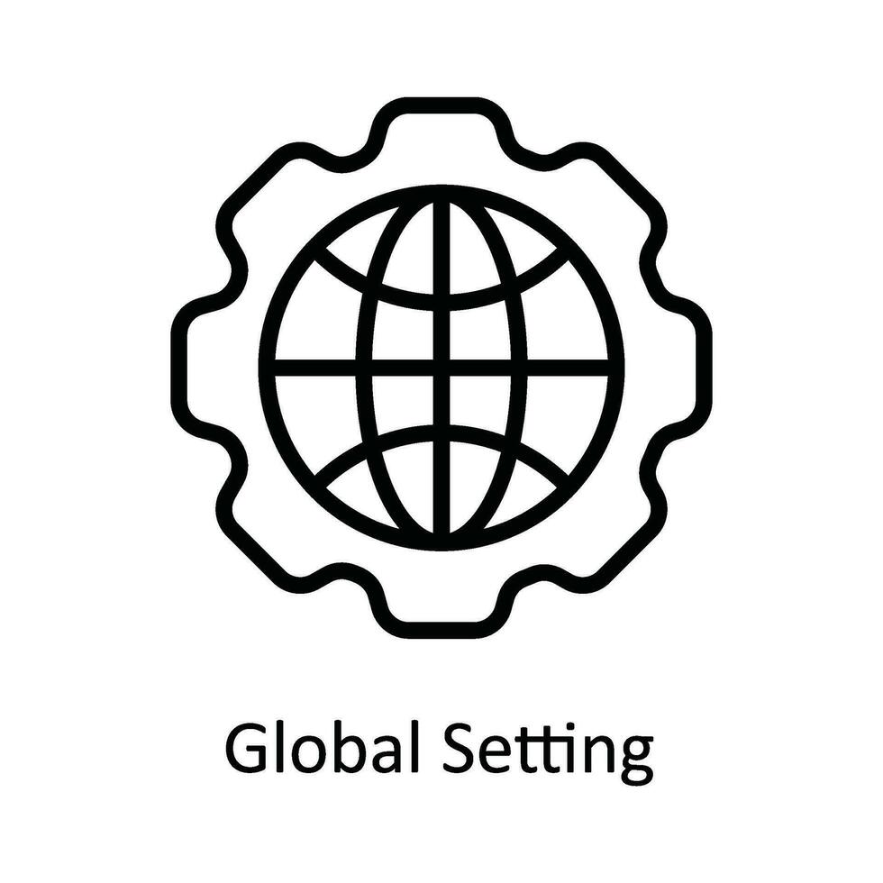 Global Setting Vector  outline Icon Design illustration. Cyber security  Symbol on White background EPS 10 File