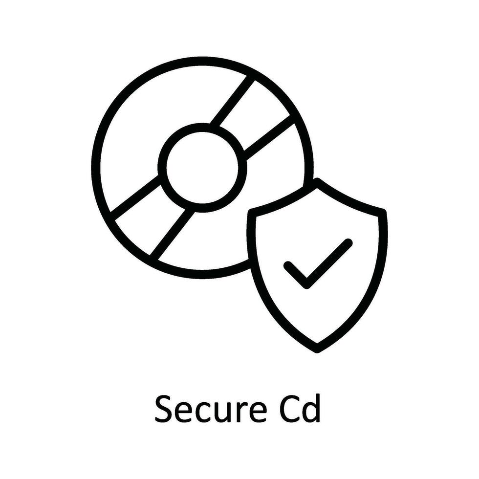 Secure Cd Vector  outline Icon Design illustration. Cyber security  Symbol on White background EPS 10 File