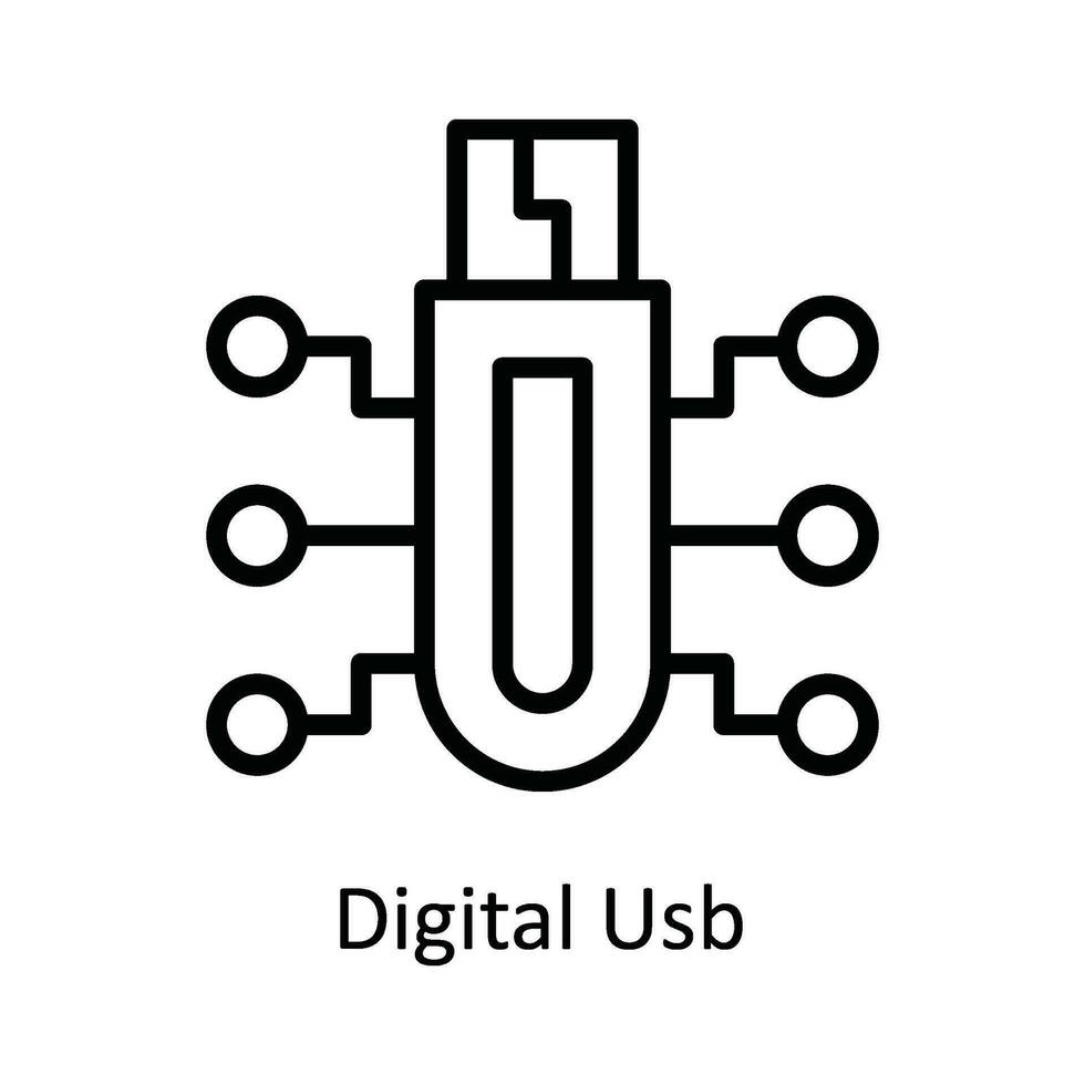 digital USB vector contorno icono diseño ilustración. ciber seguridad símbolo en blanco antecedentes eps 10 archivo