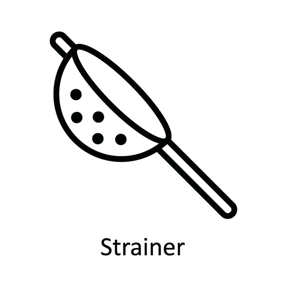 Strainer Vector outline Icon Design illustration. Kitchen and home  Symbol on White background EPS 10 File