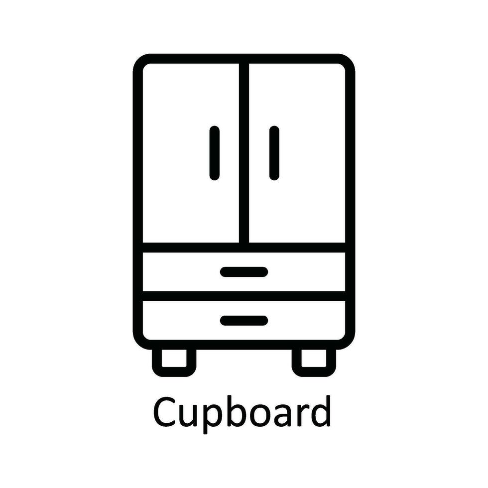 Cupboard Vector outline Icon Design illustration. Kitchen and home  Symbol on White background EPS 10 File