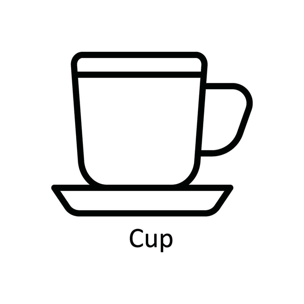 Cup Vector outline Icon Design illustration. Kitchen and home  Symbol on White background EPS 10 File