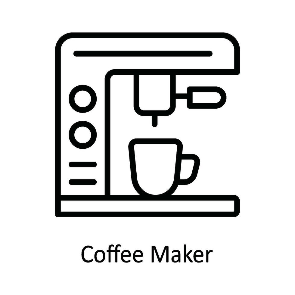 café fabricante vector contorno icono diseño ilustración. cocina y hogar símbolo en blanco antecedentes eps 10 archivo
