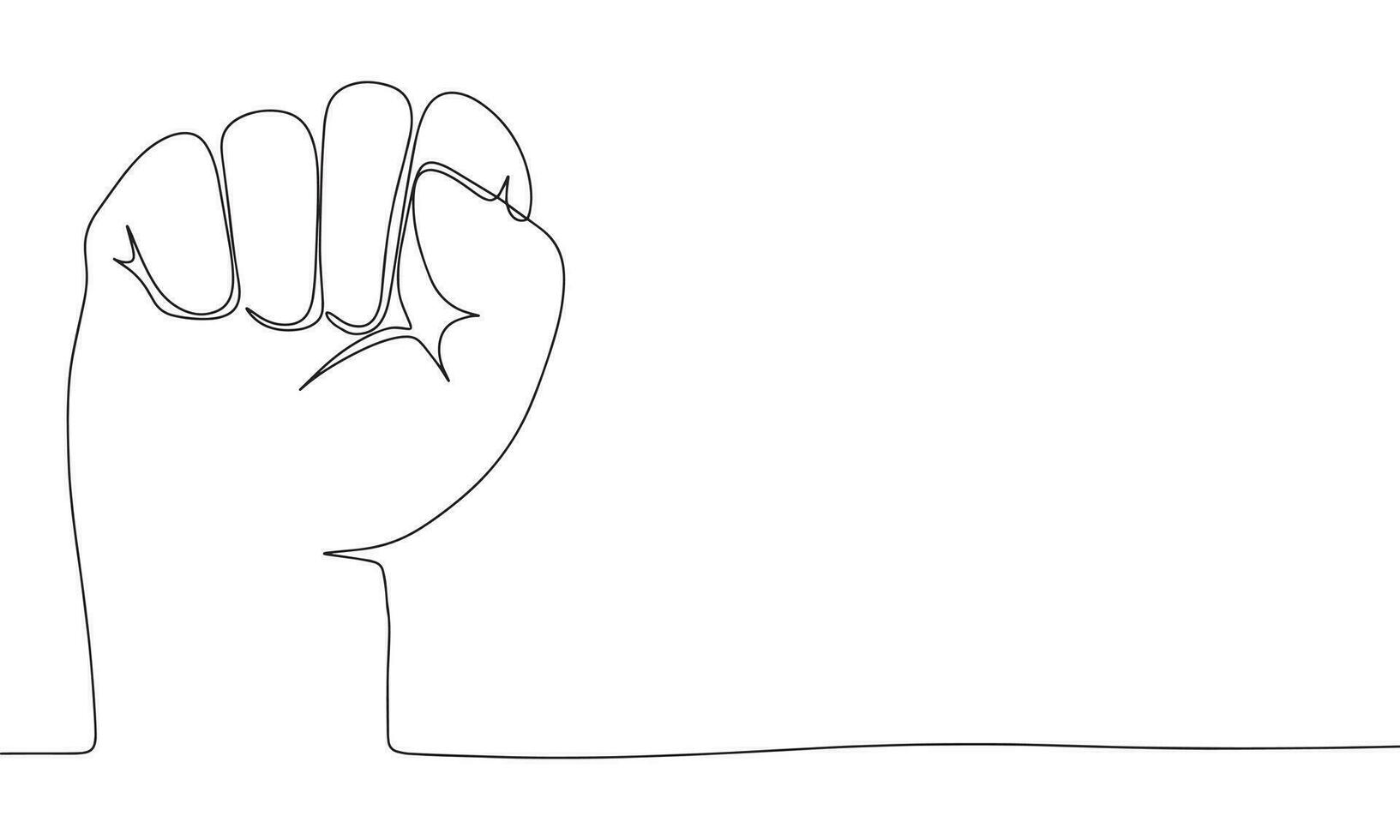 Fist human. One line continuous freedom banner concept. Line art, outline, minimal vector illustration.