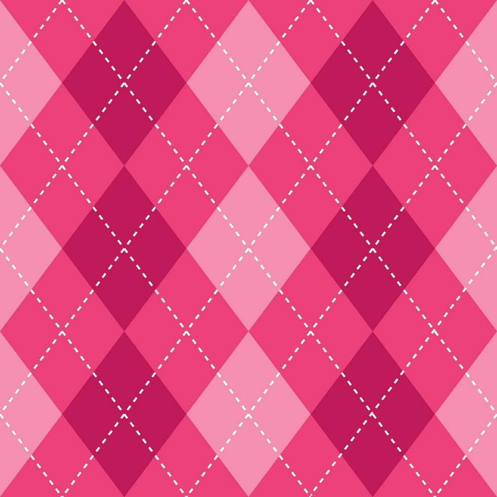 Argyle vector pattern. Argyle pattern. Pink argyle pattern. Seamless geometric pattern for clothing, wrapping paper, backdrop, background, gift card, sweater.
