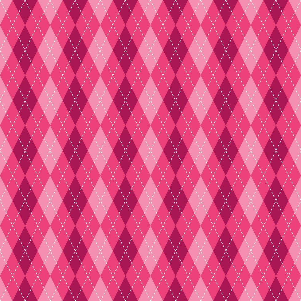 Argyle vector pattern. Argyle pattern. Pink argyle pattern. Seamless geometric pattern for clothing, wrapping paper, backdrop, background, gift card, sweater.