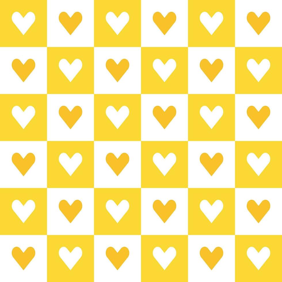 Yellow heart pattern. Heart vector pattern. Heart pattern.  Seamless geometric pattern for clothing, wrapping paper, backdrop, background, gift card, decorating.