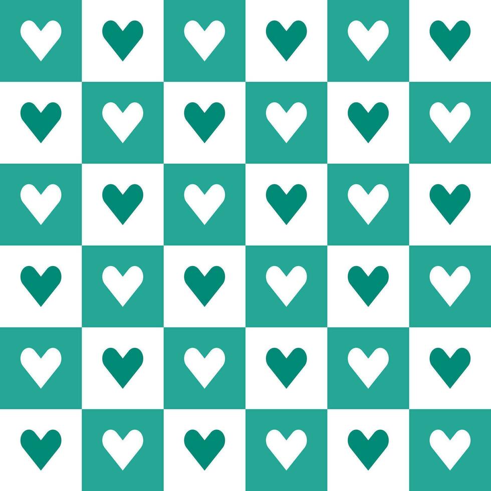 Green heart pattern. Heart vector pattern. Heart pattern.  Seamless geometric pattern for clothing, wrapping paper, backdrop, background, gift card, decorating.