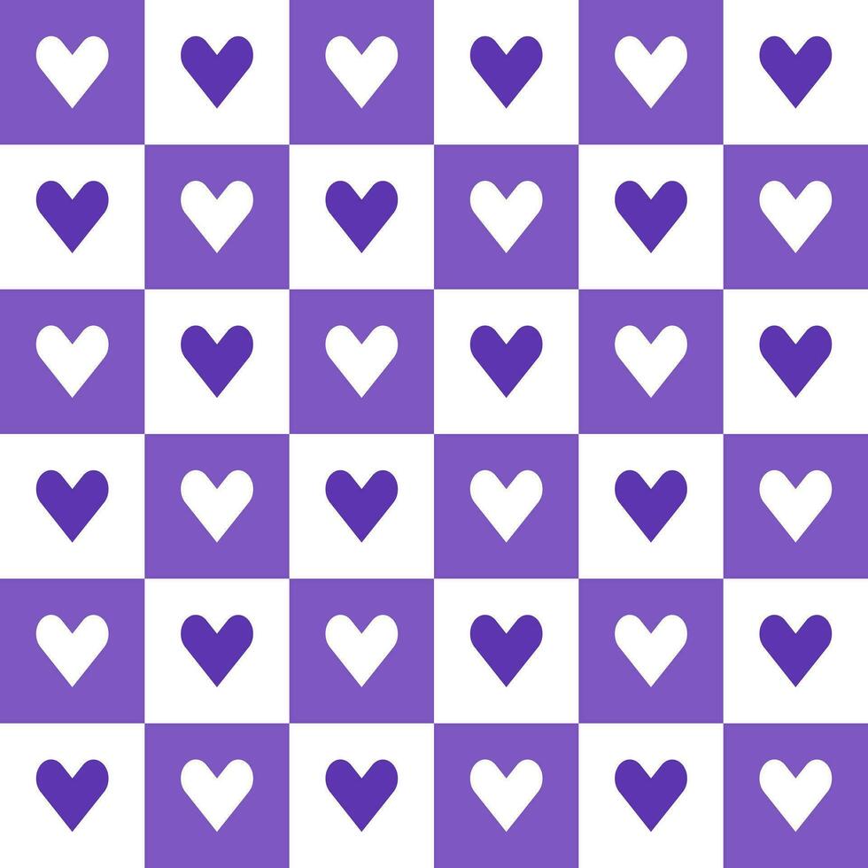 Purple heart pattern. Heart vector pattern. Heart pattern.  Seamless geometric pattern for clothing, wrapping paper, backdrop, background, gift card, decorating.