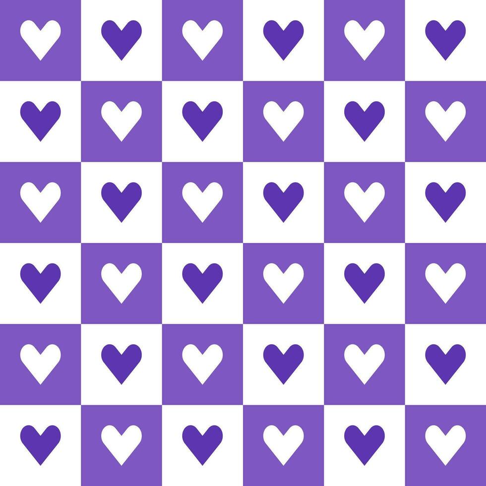 Purple heart pattern. Heart vector pattern. Heart pattern.  Seamless geometric pattern for clothing, wrapping paper, backdrop, background, gift card, decorating.