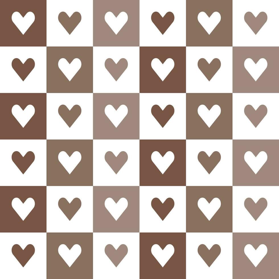 Brown heart pattern. Heart vector pattern. Heart pattern.  Seamless geometric pattern for clothing, wrapping paper, backdrop, background, gift card, decorating.