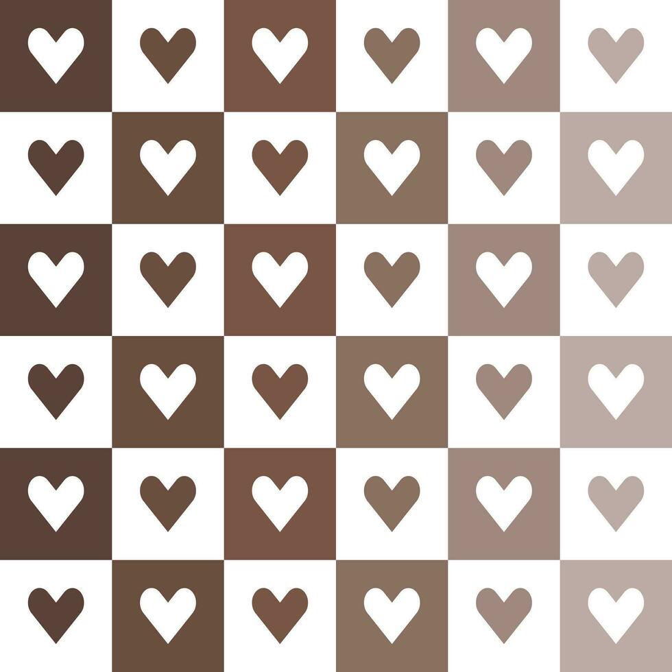 Brown heart pattern. Heart vector pattern. Heart pattern.  Seamless geometric pattern for clothing, wrapping paper, backdrop, background, gift card, decorating.