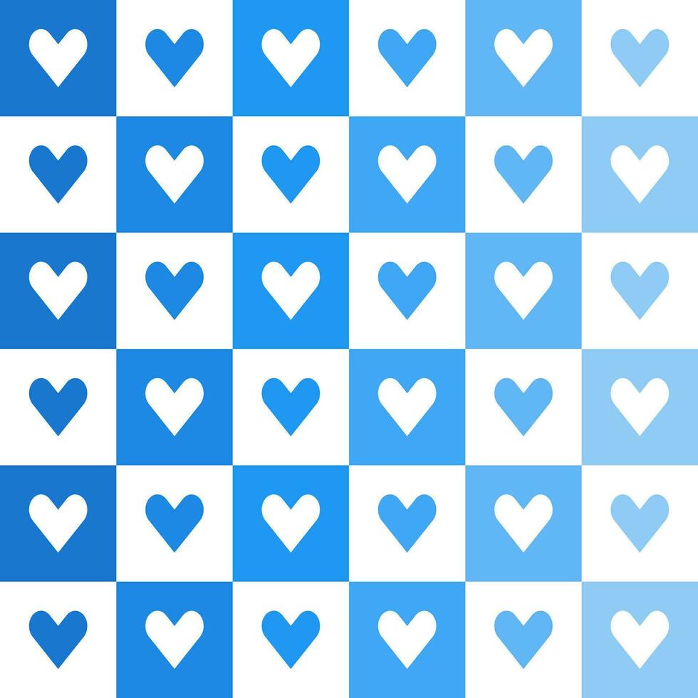 Blue heart pattern. Heart vector pattern. Heart pattern.  Seamless geometric pattern for clothing, wrapping paper, backdrop, background, gift card, decorating.